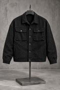Black Textured Oversized Jacket