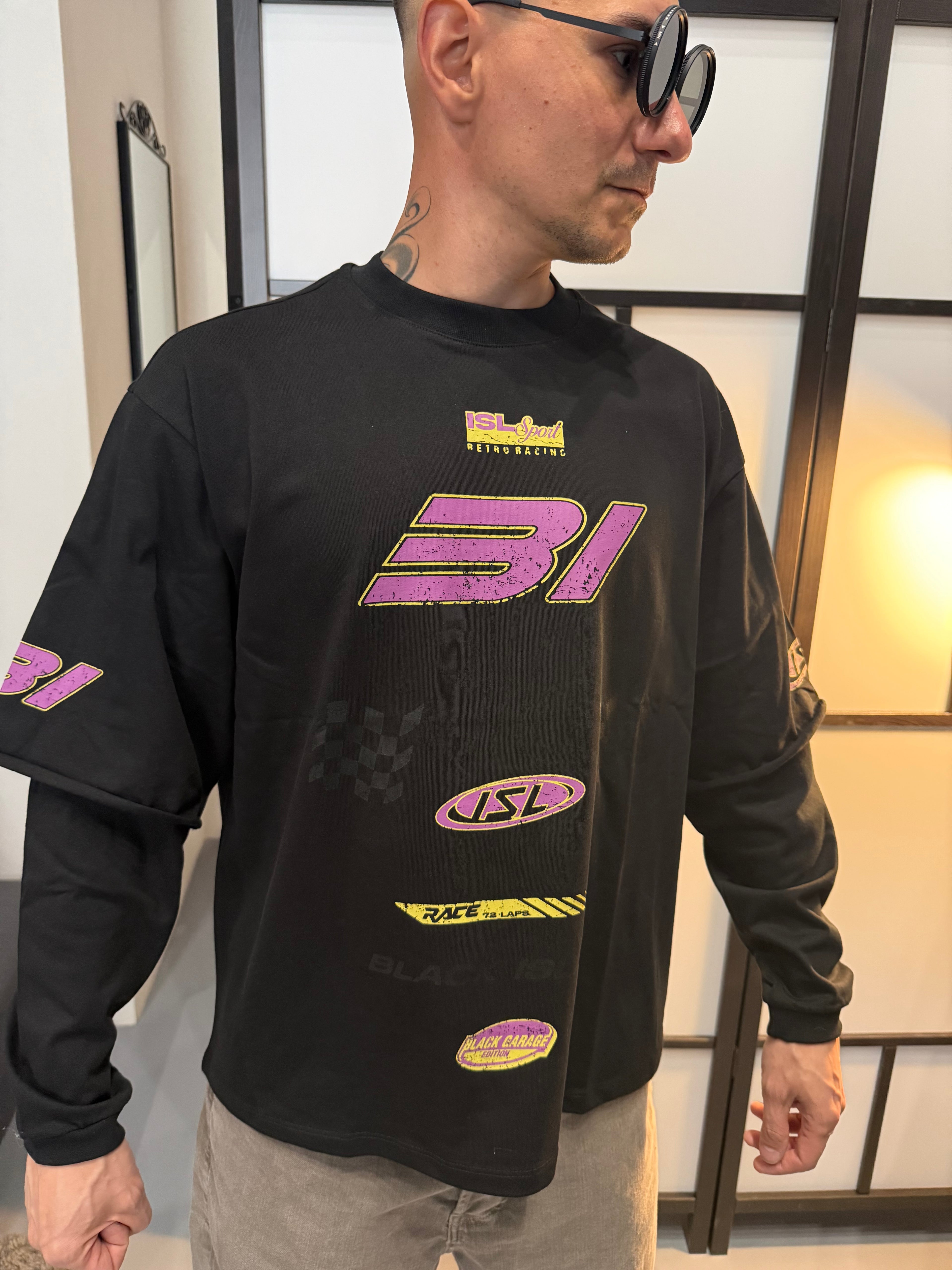 Retro Racing Layered Oversized T-Shirt
