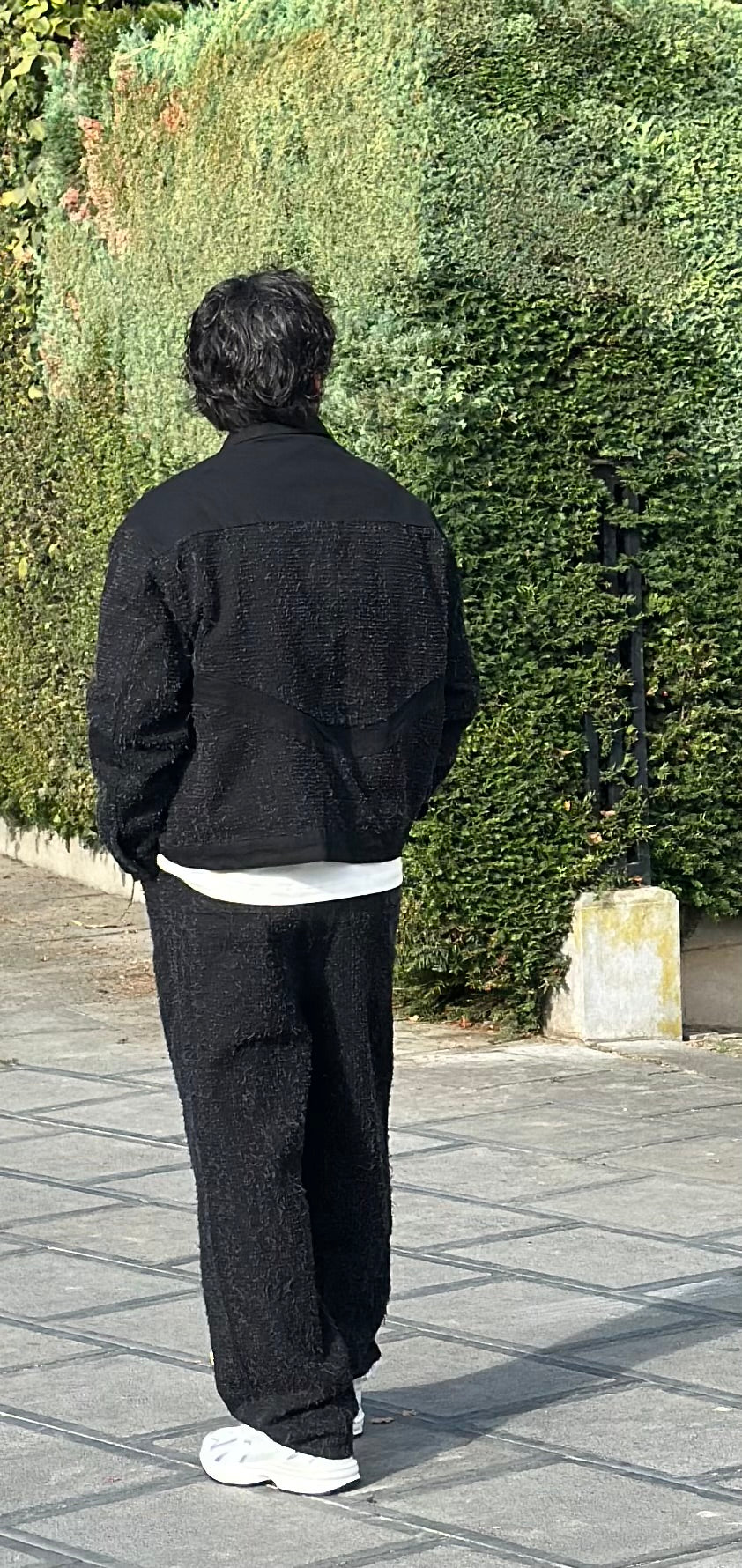 Black Textured Oversized Jacket