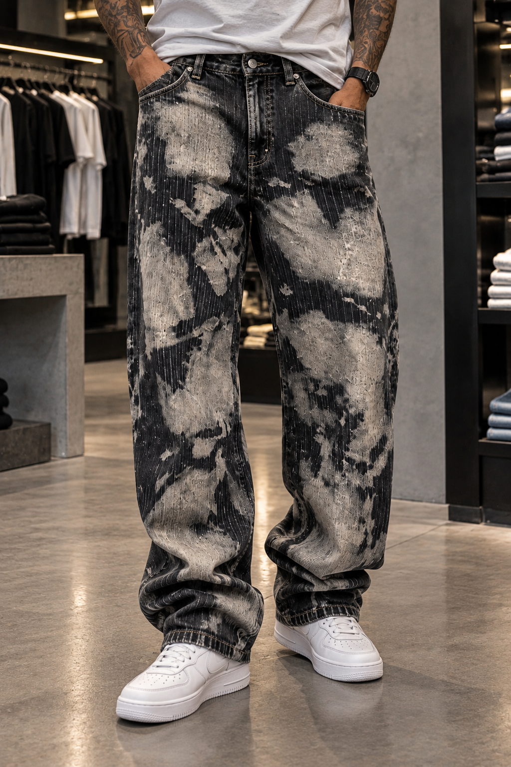 Jean Baggy Oversize Noir Délavé