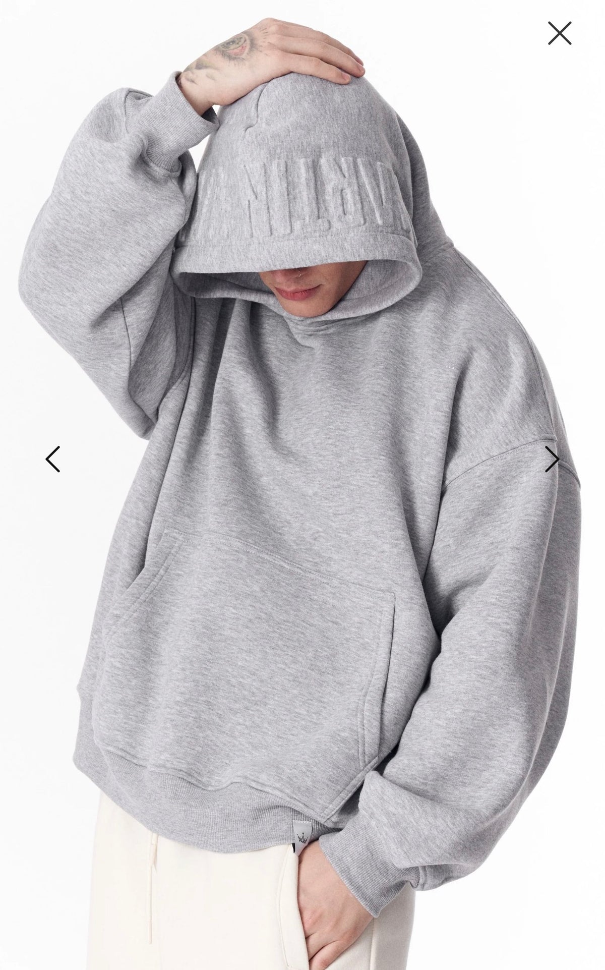 Oversized Grey Embossed Hoodie