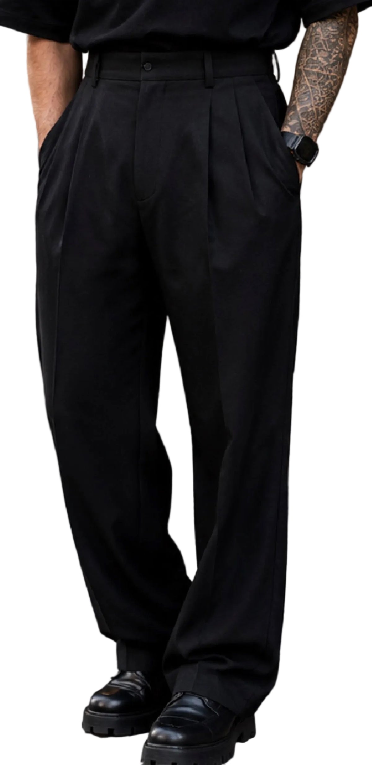 Pleated Wide-Leg Trousers