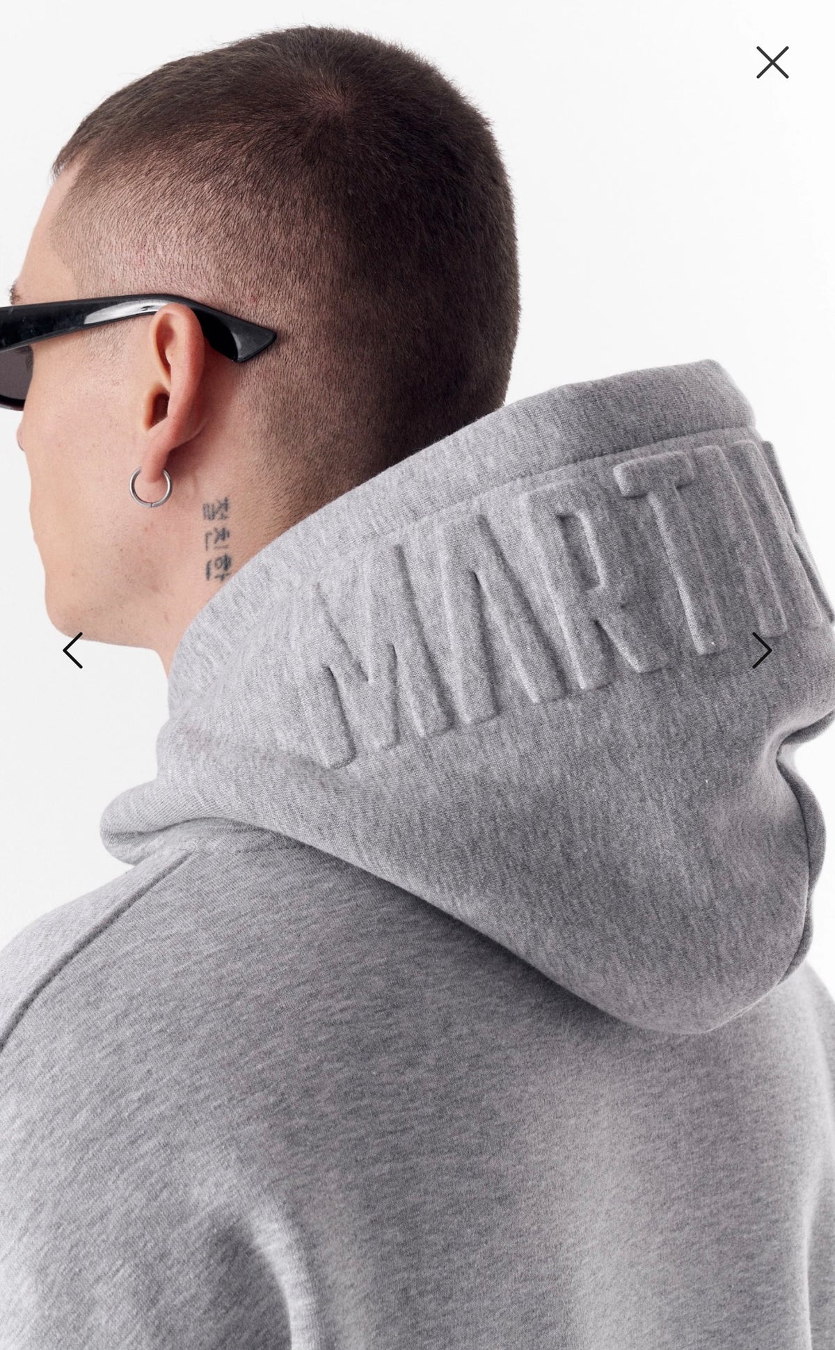 Oversized Grey Embossed Hoodie