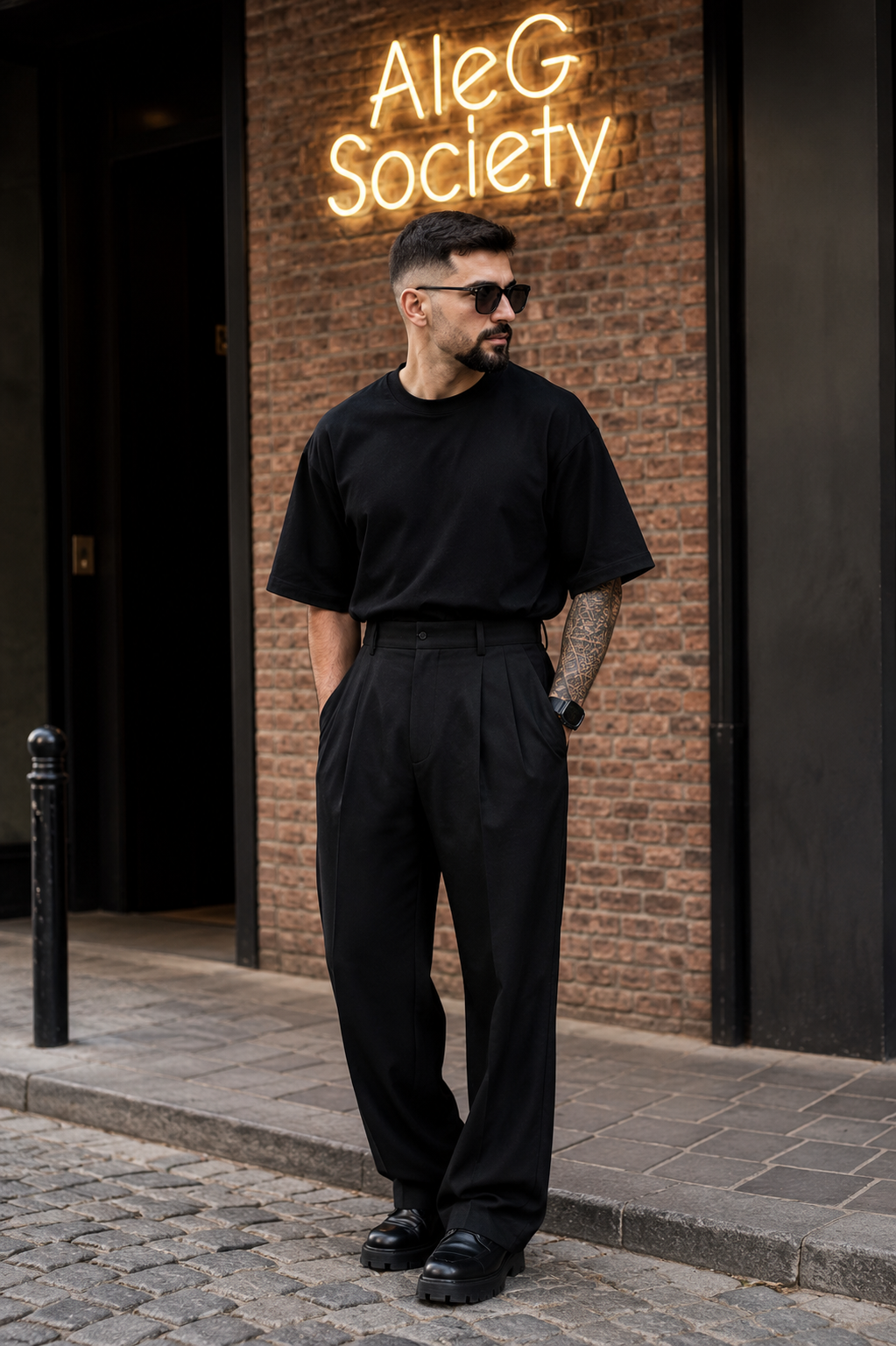 Pleated Wide-Leg Trousers