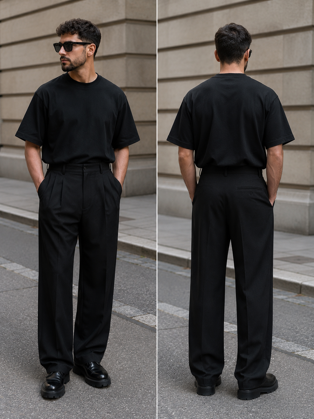 Pleated Wide-Leg Trousers