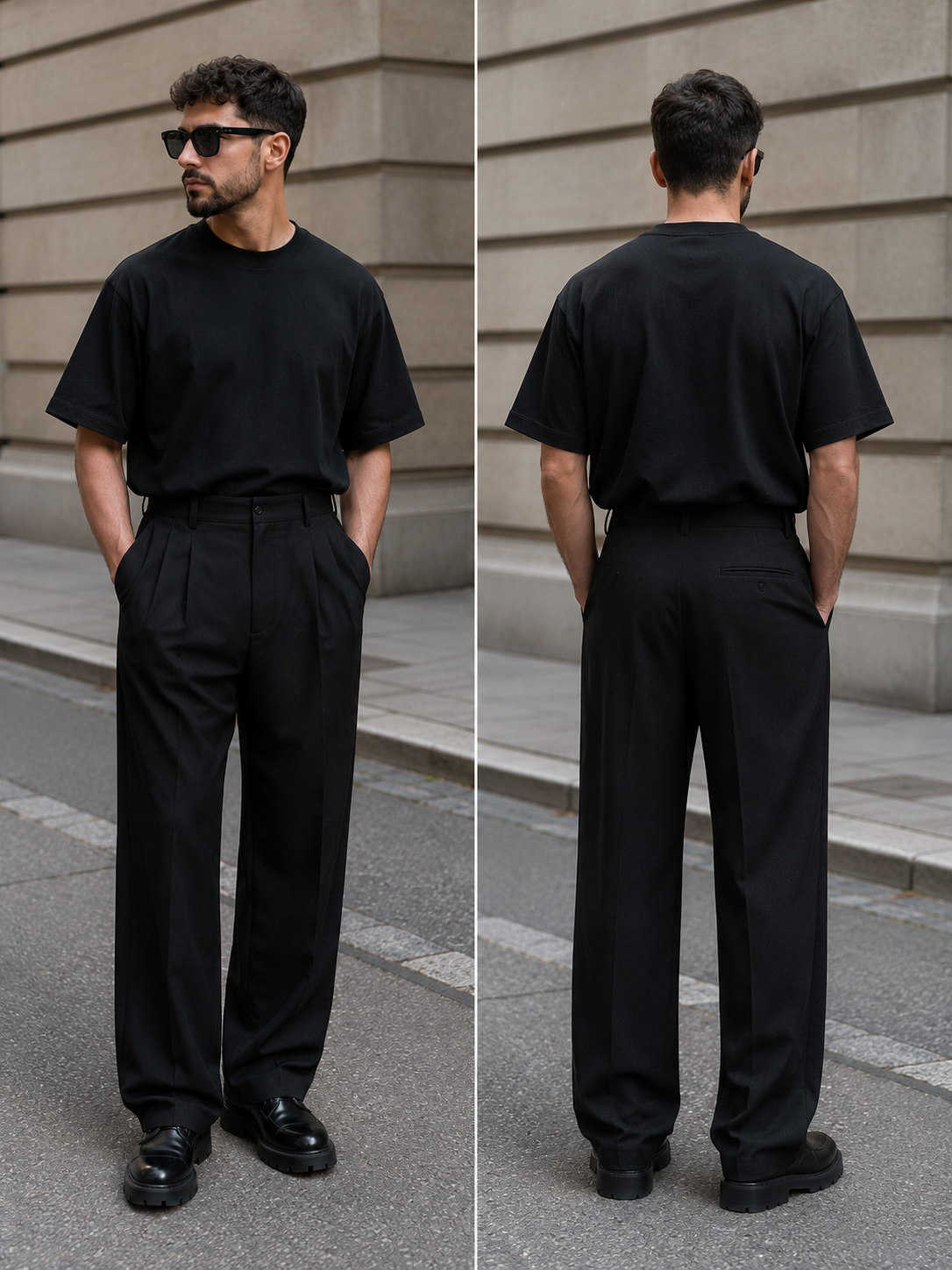 Pleated Wide-Leg Trousers