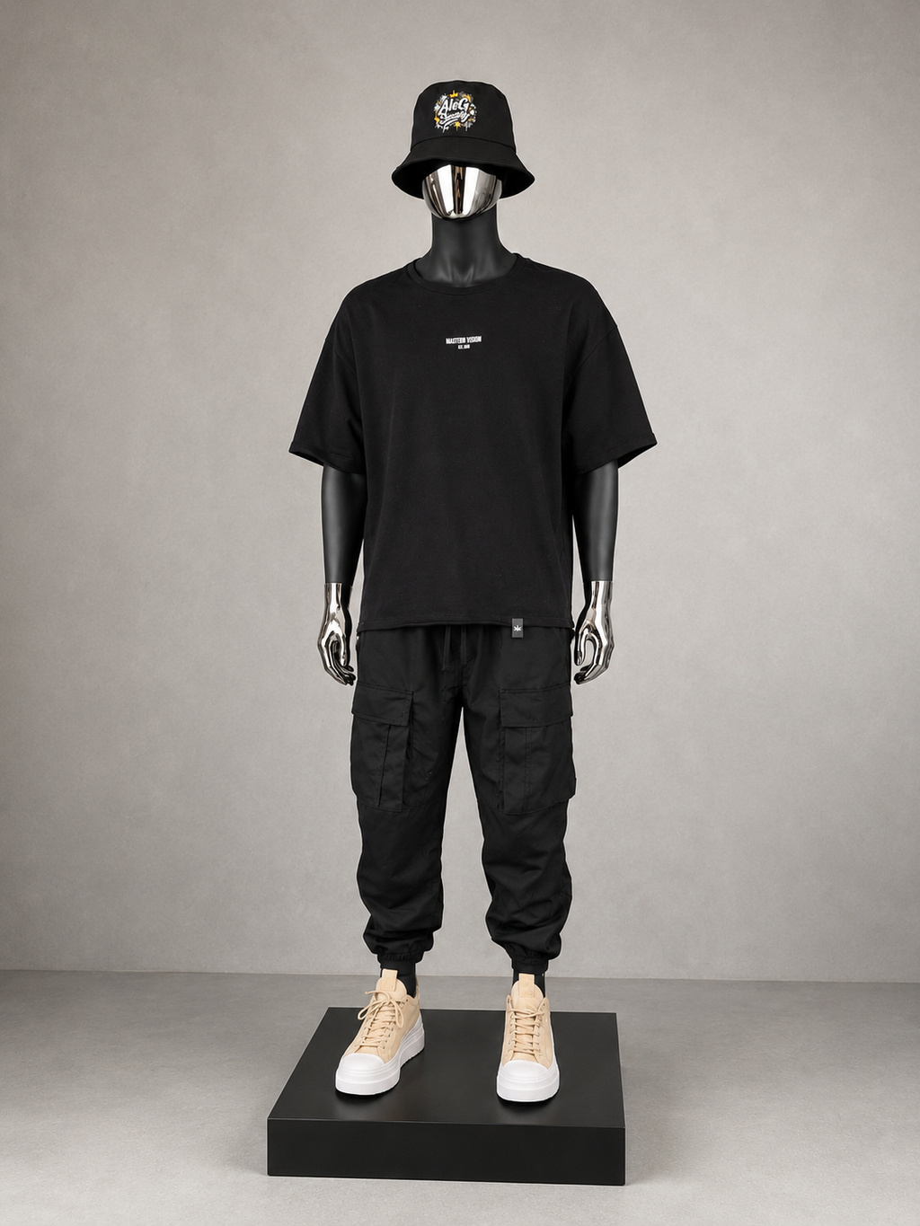 Black Cargo Jogger Pants