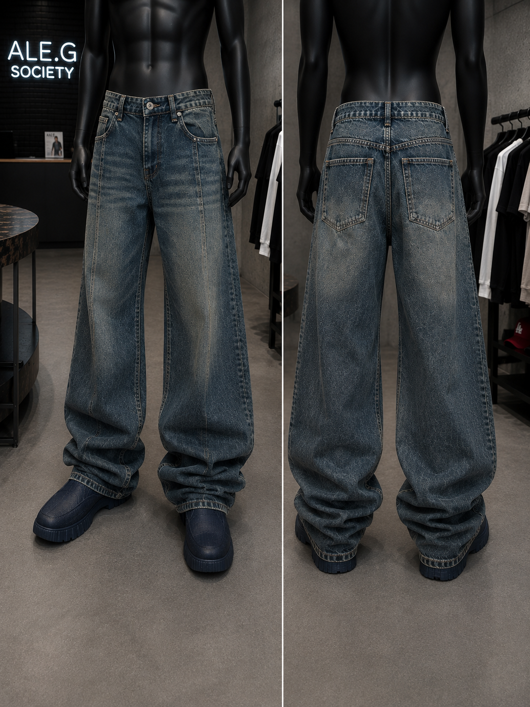 Vintage Barrel Baggy Jeans – Washed Blue