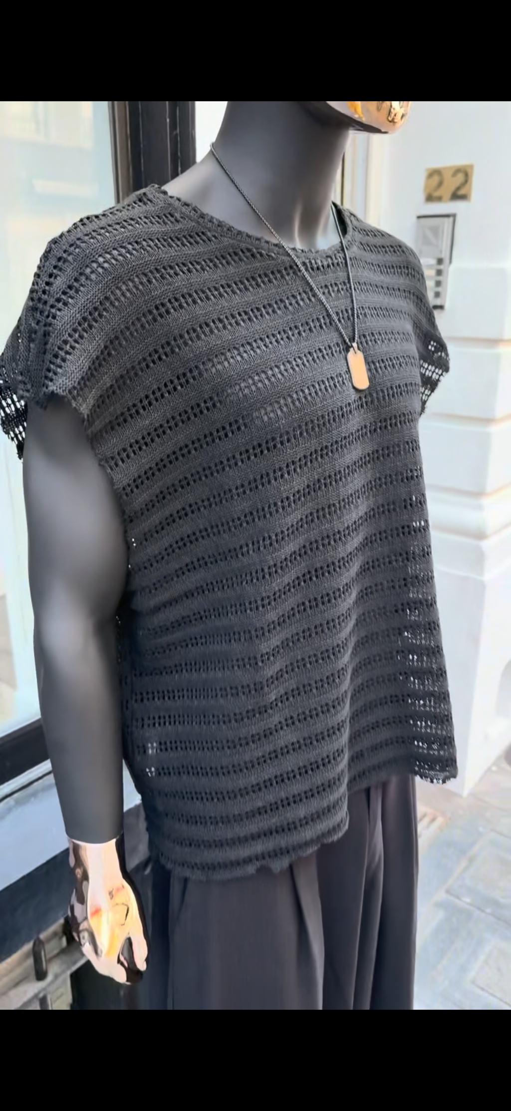 Open-Knit Oversized T-Shirt