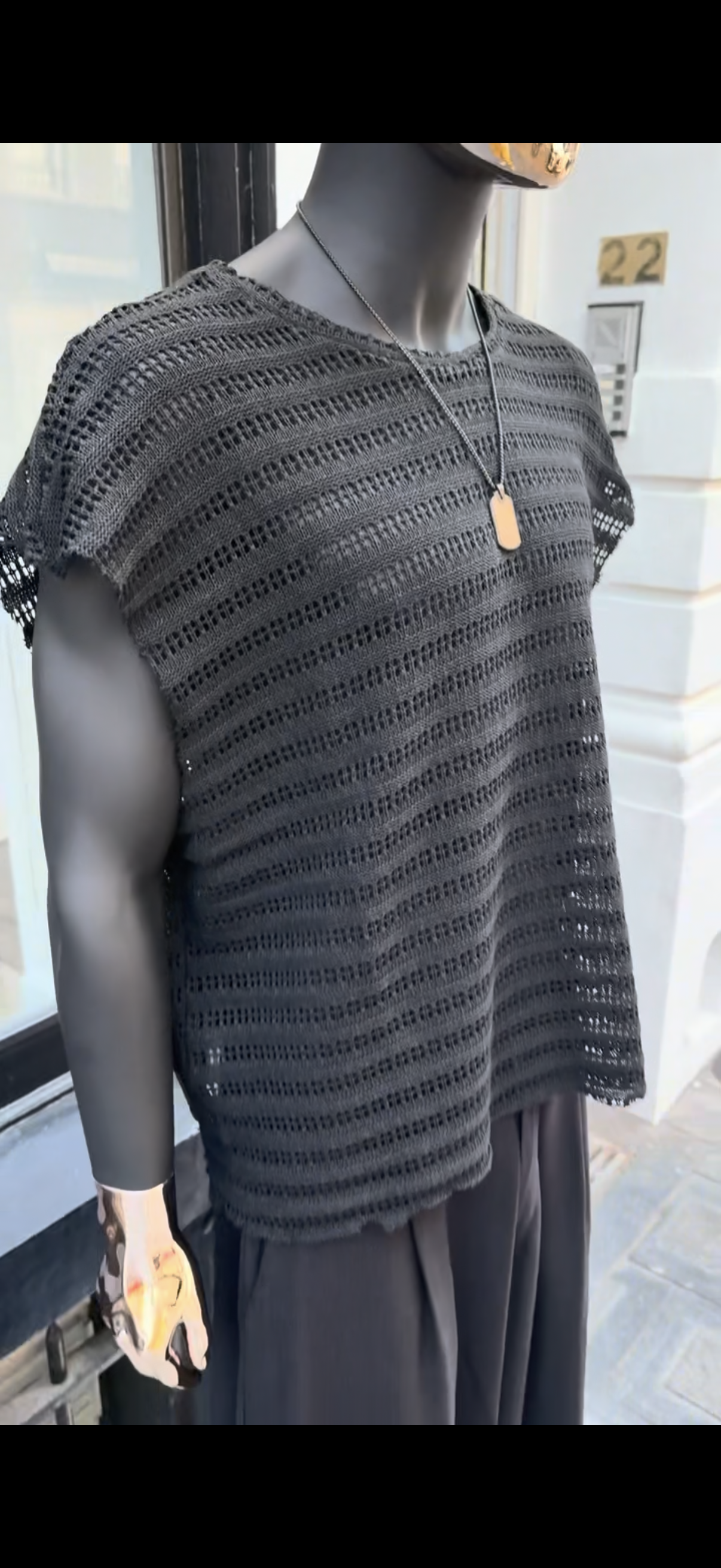 Open-Knit Oversized T-Shirt