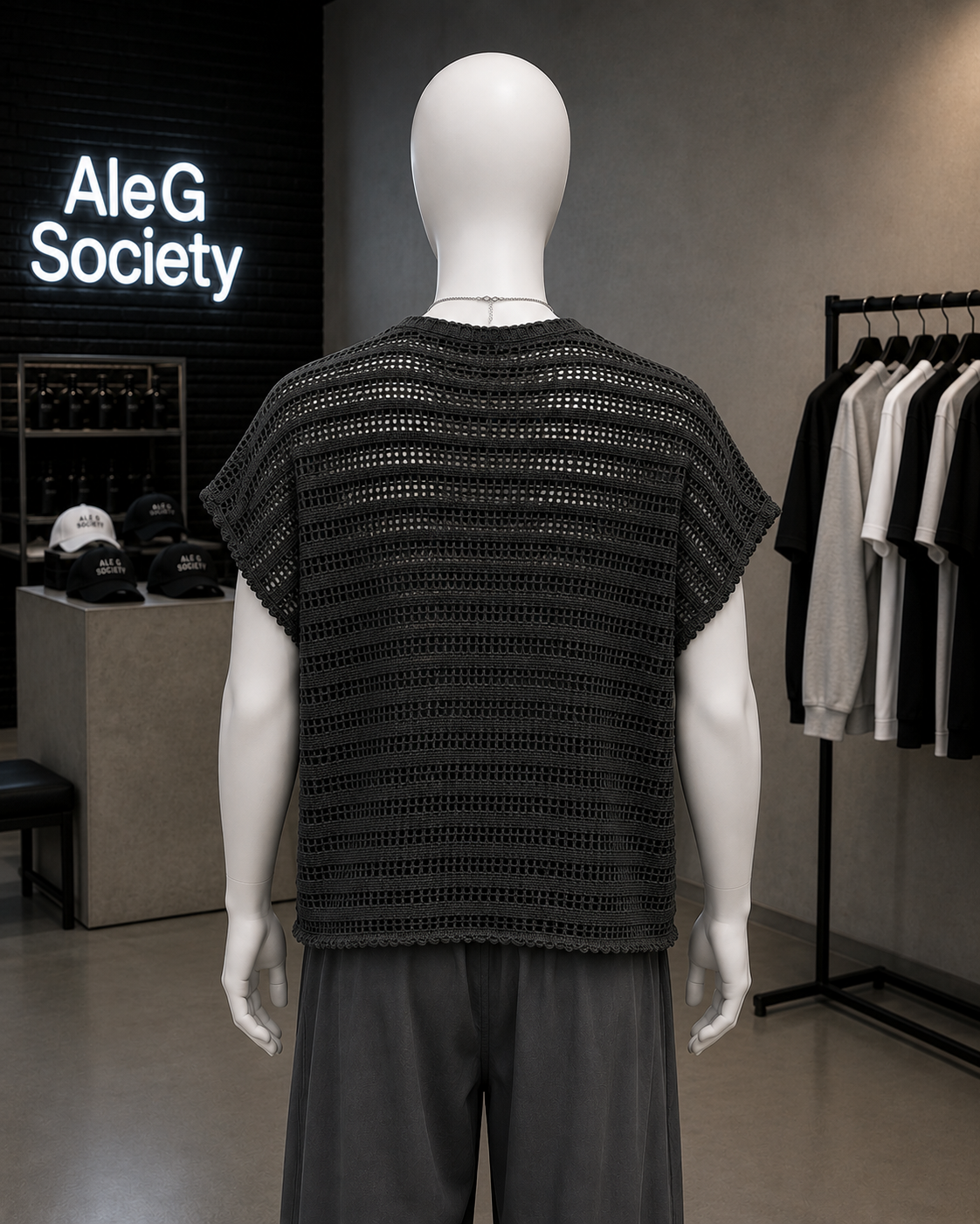 Open-Knit Oversized T-Shirt