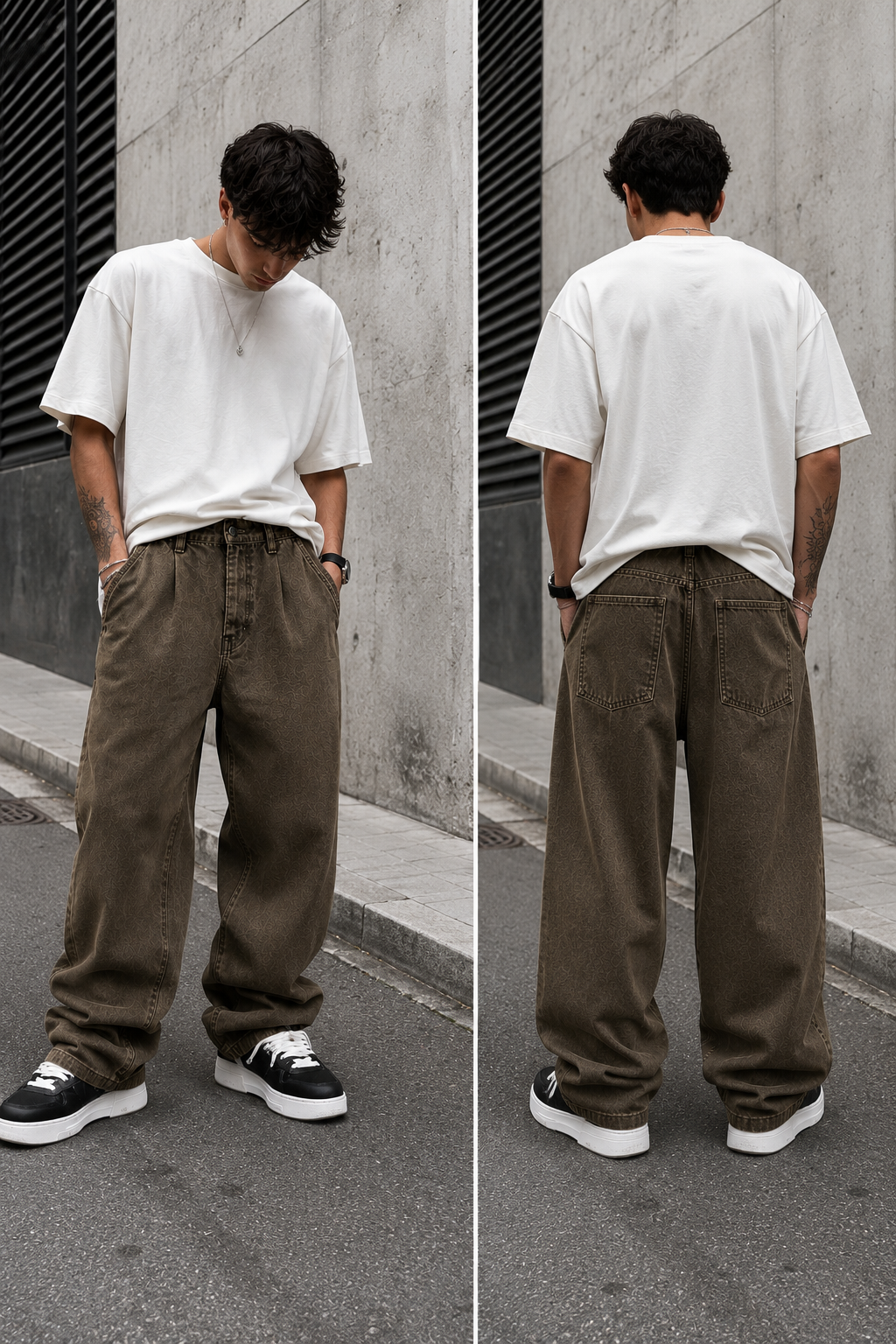 Premium Heavyweight Baggy Trousers – Khaki Brown