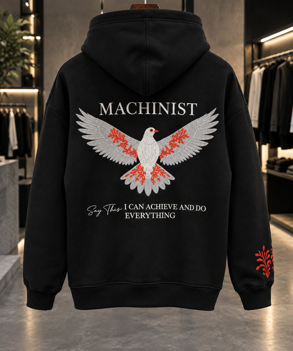 Machinist Black Embroidered Hoodie